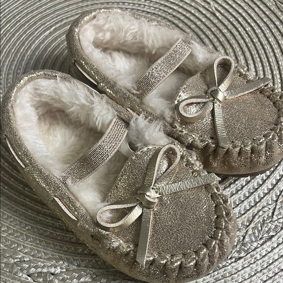 Gold Glitter toddler Moccasins - Picture 1 of 2